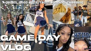 DAY IN MY LIFE AS A VARSITY CHEERLEADER | game day vlog, grwm, team bonding