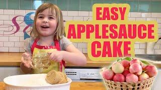 Easy One Bowl Applesauce Cake with 4 Year Old Susie