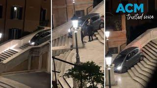 Elderly man drives luxury car down Rome’s Spanish Steps