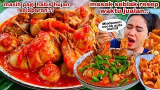 EAT, SEBLAK SEAFOOD, ENOKI MUSHROOMS, MEATBALLS, ODENG, SPICY  gravy, EXTRA, CHIKI, MUKBANG