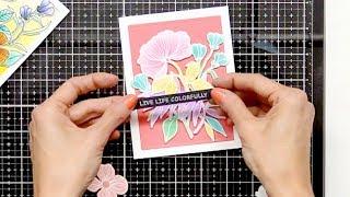 How to Create Rainbow Flowers with Ink Blending with Channin Pelletier | Waffle Flower Crafts