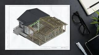 Одноэтажный Каркасный дом 170м2. Проект каркасного дома в REVIT (КД) (смотри описание)