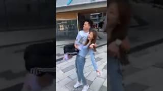 slim girl lift añd carry boy with onehand #strongwomen #tallgirls #lifting #shortboy #gym #viral