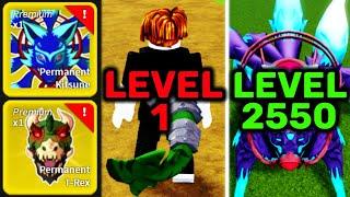 Level 1 to 2550 with Kitsune and T-Rex Fruit in Blox Fruits