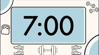 7 Minute Fun Exercise Timer | 7 Minute Classroom Timer | Synth Alarm and Flashing Zeros at End