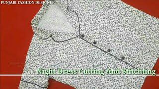 Night Dress Cutting And Stitchting // collar piping night dress