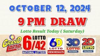 Lotto Result Today 9pm draw October 12, 2024 6/55 6/42 6D Swertres Ez2 PCSO