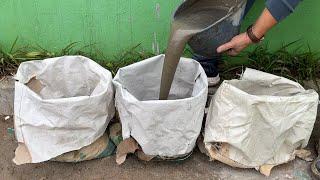 Amazing! Cement And Recycled Bags - Unique Garden Decoration Ideas For You