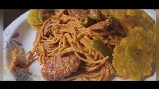 Dominican style Spaghetti with Kielbasa Sausage ||Espaguetis con salchicha aumada||