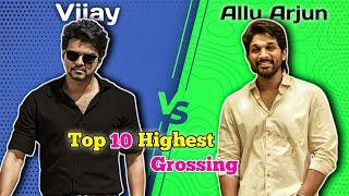 Vijay Thalapathy Vs Allu Arjun Top 10 Highest Grossing Movies Comparison 