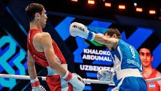 Abdumalik Khalokov (UZB) vs. Munarbek Seiitbek-Uulu (KGZ) IBA World Championships 2023 SF's (57kg)