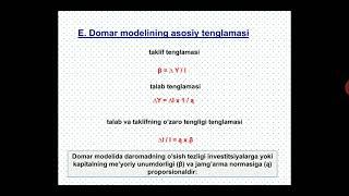 13 Iqtisodiy o‘sish umumiy tavsifi, neokeynscha va neoklassik modellari(J.F)