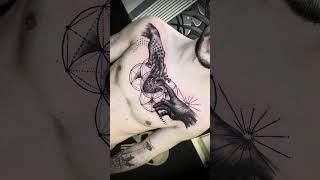 Michelangelo hands geometry- chest tattoo #tattoo #chesttattoo #blackandgraytattoo