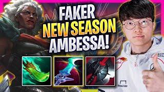 FAKER TRIES AMBESSA MID IN THE NEW NOXUS SEASON! - T1 Faker Plays Ambessa MID vs Syndra!