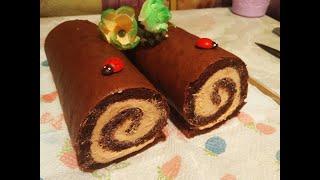 ШОКОЛАДНЫЙ РУЛЕТ/ГОСТИ НА ПОРОГЕ/chocolate roll/@ВКУСНАЯ КУХНЯ. АЛЛА КОРБУТ