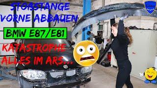 DISASTER COMES TO THE APPEARANCE  REMOVE FRONT BUMPER  BMW E87 / E81  STEP BY STEP DIY