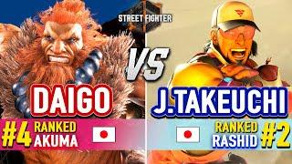 SF6  DAIGO (#4 Ranked Akuma) vs JOHN TAKEUCHI (#2 Ranked Rashid)  SF6 High Level Gameplay