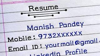 How To Write A Resume | Resume Writing In English | Resume Format For Freshers |