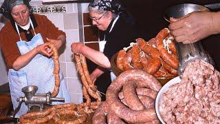 CHORIZOS caseros de PUEBLO. Picado de carne, EMBUTIDO artesanal y CONSERVA para comer todo el AÑO