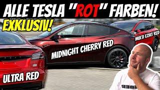 WELCHES TESLA "ROT" ÜBERZEUGT?! MIDNIGHT CHERRY RED vs ULTRA RED vs MULTI COAT RED | EFIEBER