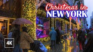 NEW YORK Christmas Joy  Holiday Season in Manhattan - Rainy Walking Tour 4K