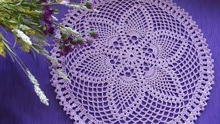 Вязаная салфетка "Фиалка" / Wood Violet Crochet Doily. Вязание крючком для начинающих.