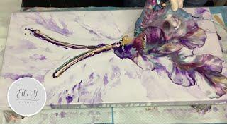 A Purple Beauty! Dutch pour with floral appearance. Acrylic abstract painting. Fluid Art.