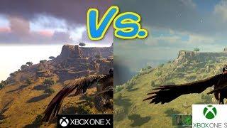 XBOX ONE S vs  XBOX ONE X Ark Survival Evolved Comparison Ragnarok