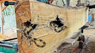 surprising discovery in sawing hollow teak log