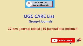 UGC CARE List | 32 new journal added | 16 journal discontinued | updated 1st October 2020