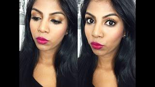 GOLD EYES PINK LIPS  MAKEUP TUTORIAL | Shuanabeauty indian beauty