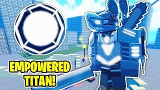 How to get EMPOWERED TITAN BADGE + ULTRA TITAN SAWBLADE in Super Box Seige Defense (ROBLOX)