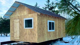 Building A VERY SIMPLE Off Grid Cabin: Windows, Gables, Door