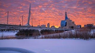 Winnipeg Glow Sunset Over the River by the Human Rights Museum