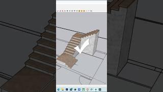 How to make quick stair design in SketchUp | ️MAJ Stair with SketchUp #new #shorts #stairs