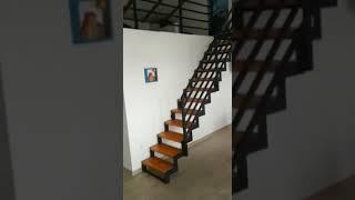 Steel & wooden staircase #dyi ideas to the upper deck in my house