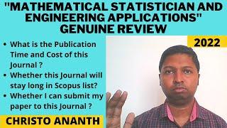 Christo Ananth - Mathematical Statistician and Engineering Applications -  Review in English- Scopus