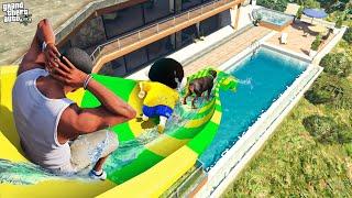 Franklin Build Waterslide In His Pool in GTA 5 !