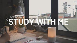 2-HOUR STUDY WITH ME | Calm Piano, Background noises | Pomodoro 50/10 | Summer Day