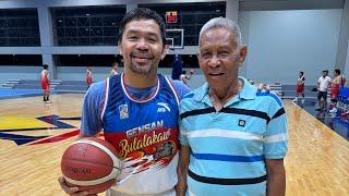 MANNY PACQUIAO shoots hoops with his DAD