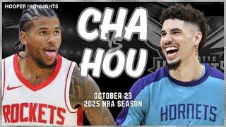 Charlotte Hornets vs Houston Rockets Full Game Highlights | Oct 23 | 2025 NBA Season