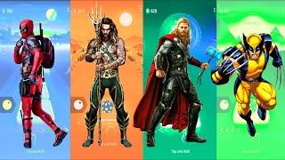 DeadPool  Aquaman  Thor  Wolverine X-Men | Marvel Heroes | Tiles Hop Fun Ball