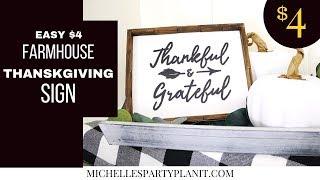 $4 DIY Farmhouse Thanksgiving Sign - DOLLAR TREE DIY - Craft with Me!