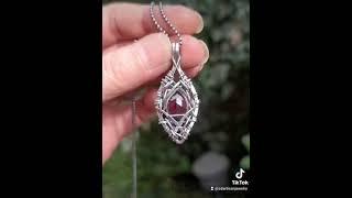 Renaissance celtic inspired garnet silver handmade wire wrapped pendant ZDArtisanJewelry Etsy