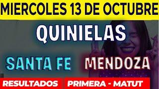 Quinielas Primera y matutina de Santa fé y Mendoza Miércoles 13 de Octubre