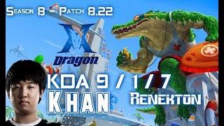 KZ Khan RENEKTON vs IRELIA Mid - Patch 8.22 KR Ranked