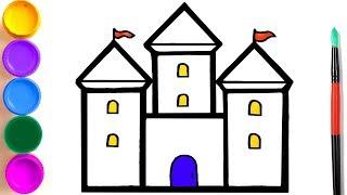 How to Draw and Color a Castle for children