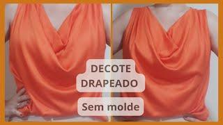 BLUSA FÁCIL DE FAZER GOLA BOBA, DECOTE DRAPEADO OU DEGOGÊ. Corte e costura para iniciantes. DIY