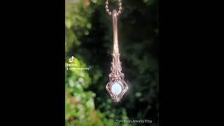 Blue opal fantasy handmade antiqued copper talisman pendant