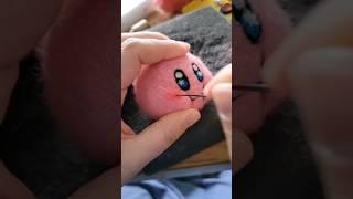 crafting a kirby out of wool with needle felting #needlefelting